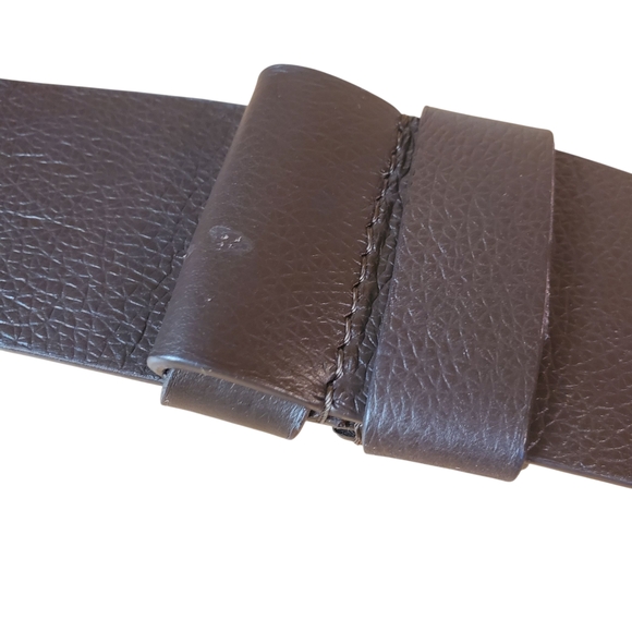 Chico's Wide Brown Leather Belt w/ Big Silver Buckle. S/M - Picture 7 of 9